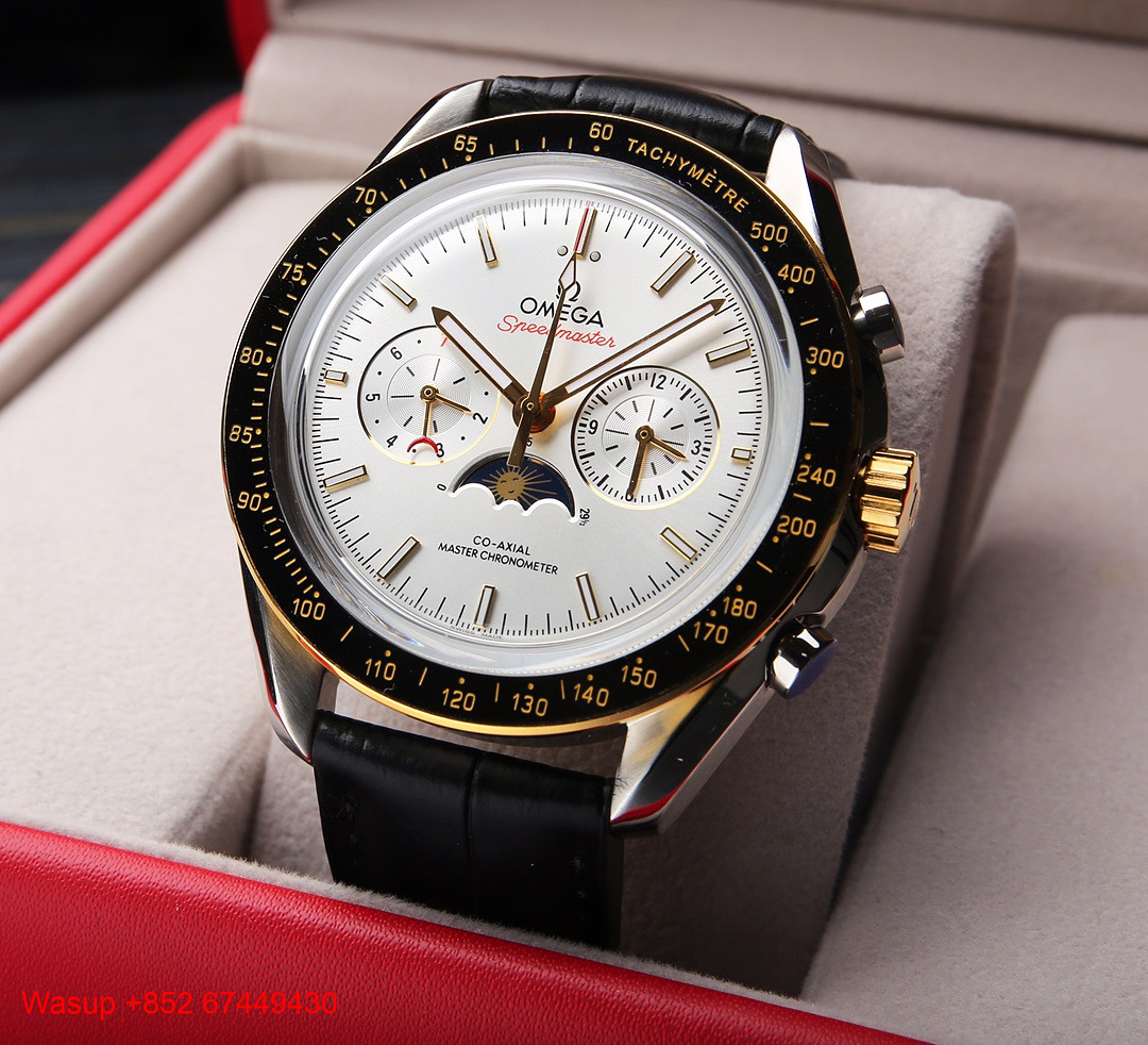 Other Omega Speedmaster Moonphase White Dial Gold Bezel
