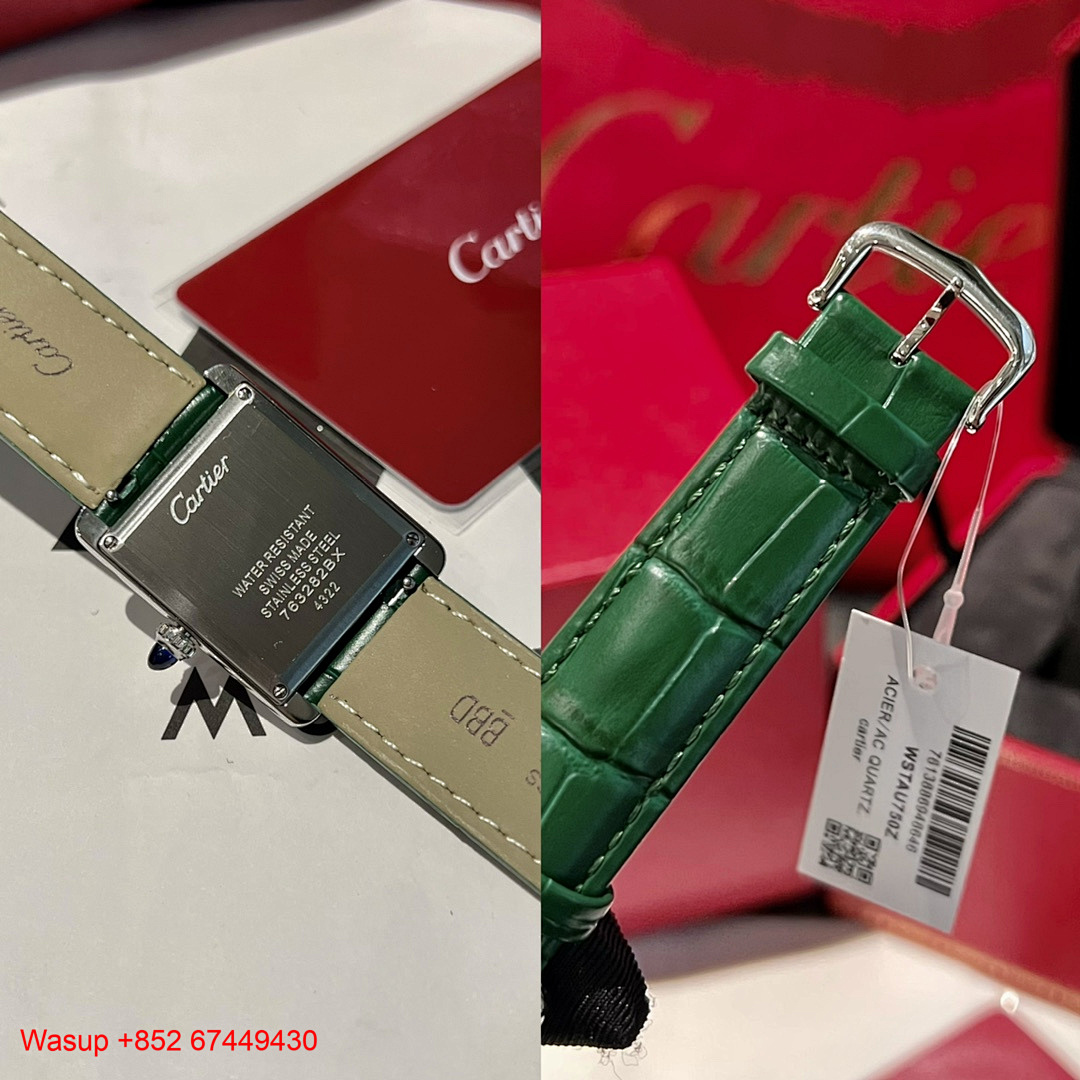 Other Cartier Tank Must Silver Case Green Leather Band - Image 2
