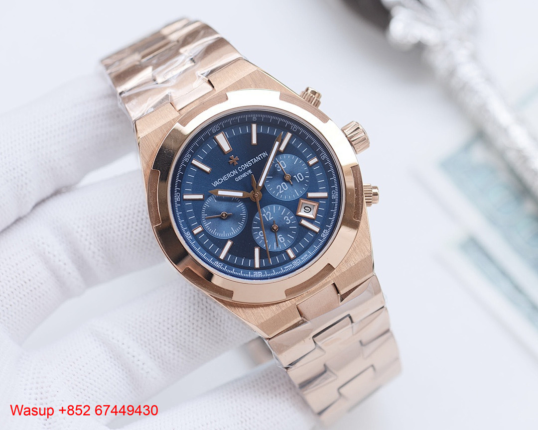 On Running Vacheron Constantin Overseas Chronograph 5500V Stainless Steel Brown Dial - Image 7