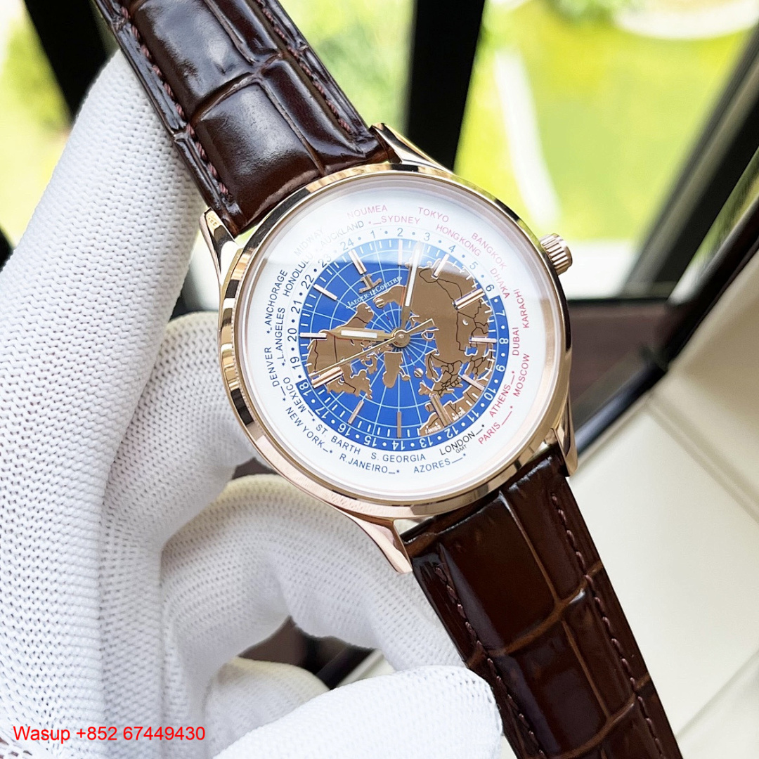 Other Jaeger LeCoultre Geophysic 42Mm Universal Time Q8102520 Rose Gold White Dial Leather Band