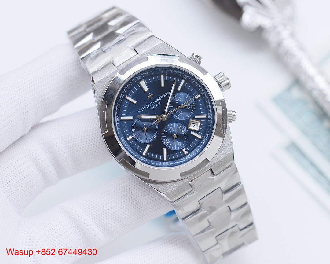 On Running Vacheron Constantin Overseas Chronograph 5500V Stainless Steel Brown Dial - Image 9