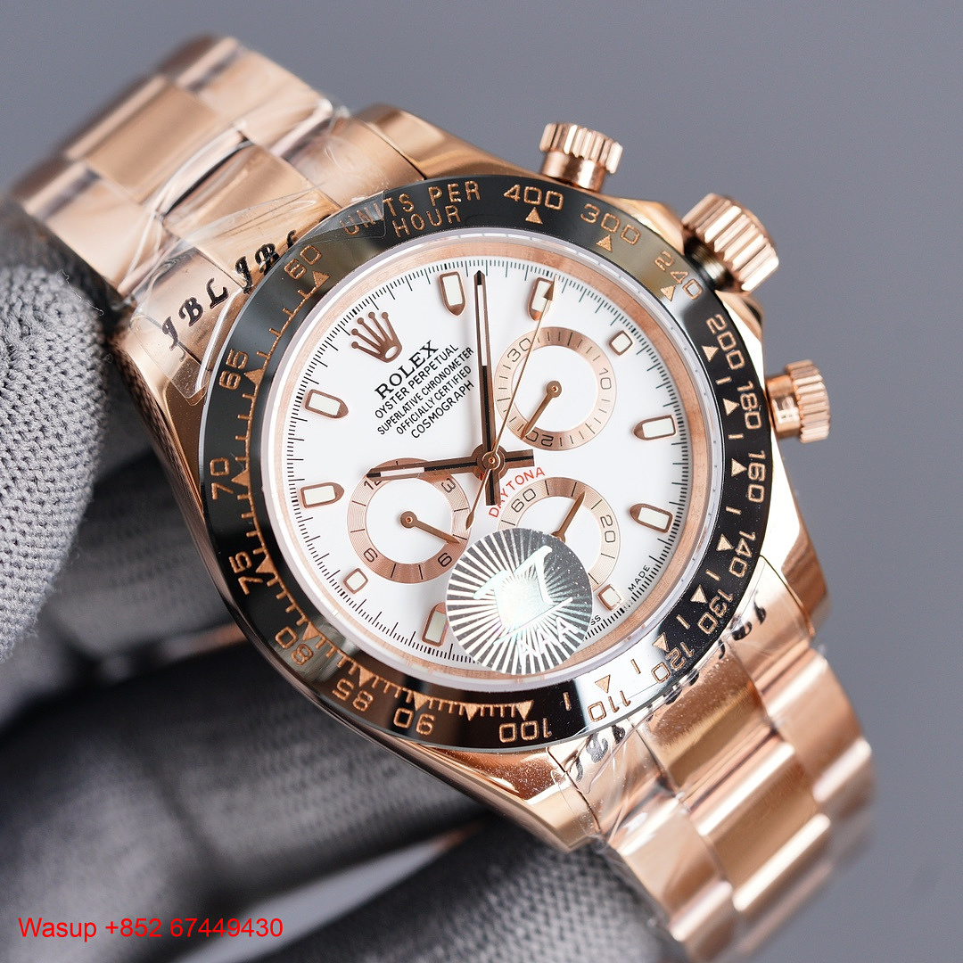 On Running Rolex Cosmograph Daytona Rose Gold White Dial Black Bezel - Image 9