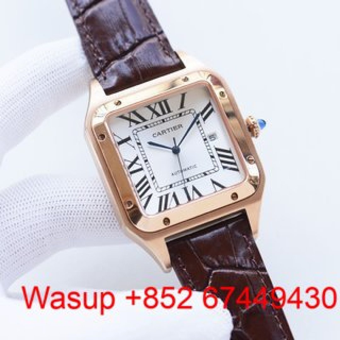 Other Cartier Dumont Rose Gold White Dial Brown Band