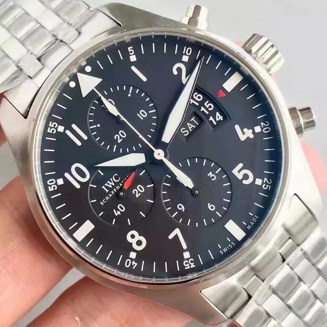 Other IWC Pilot Watch Chronograph IW377726 Black Dial Steel Band - Image 4