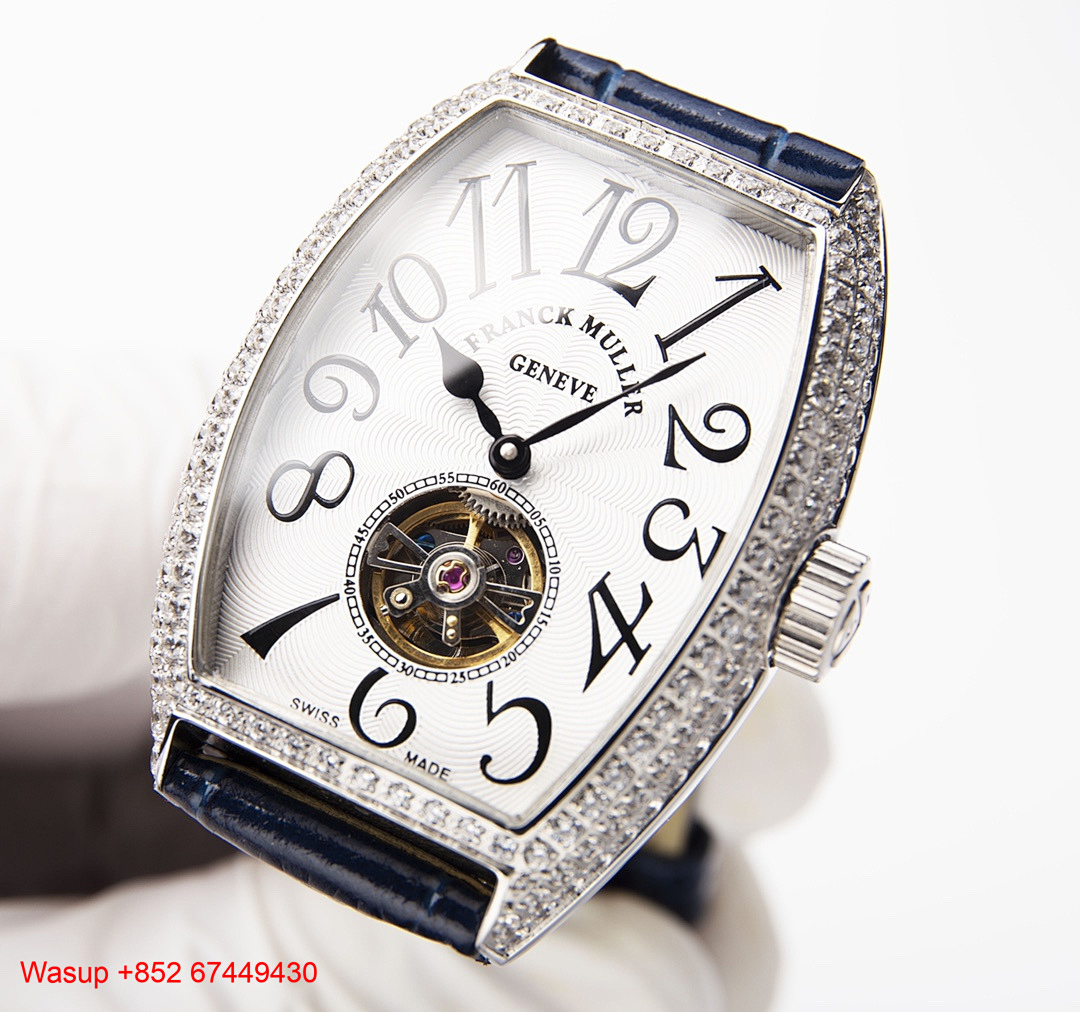 Other Franck Muller Cintree Curvex White Dial Black Band With Diamond - Image 7