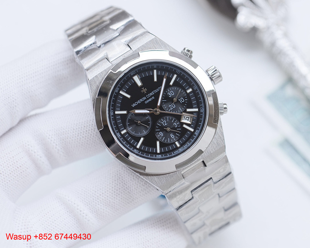 On Running Vacheron Constantin Overseas Chronograph 5500V Stainless Steel Blue Dial - Image 7