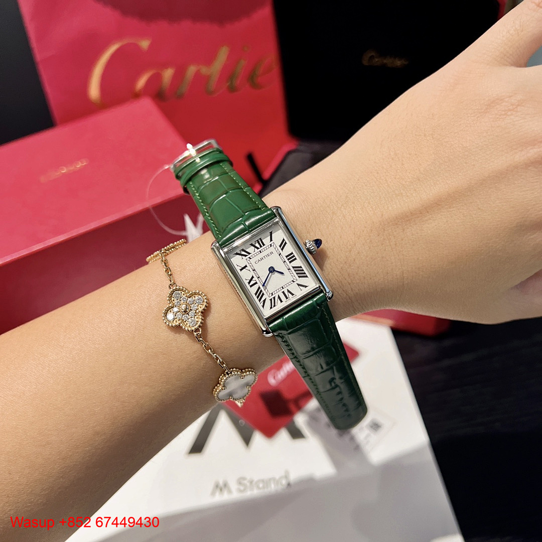 Other Cartier Tank Must Silver Case Green Leather Band - Image 4
