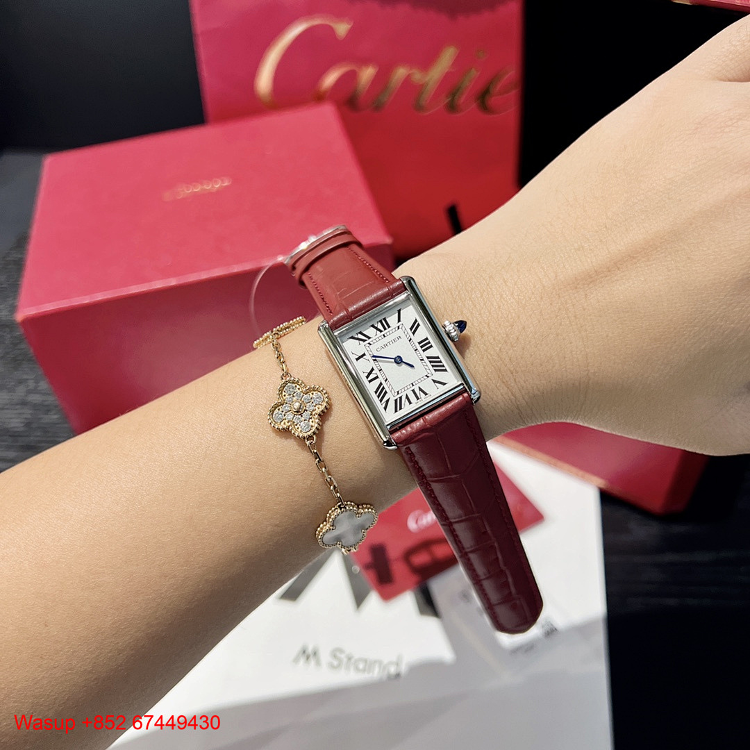 Other Cartier Tank Must Silver Case Red Leather Band - Image 4