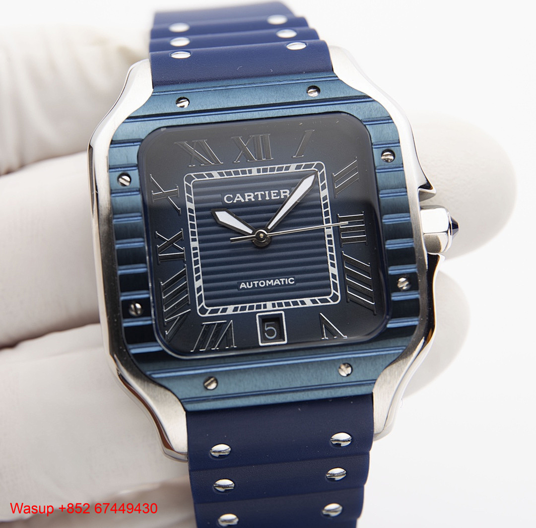 Other Cartier Santos De Blue Dial Rubber Band - Image 9