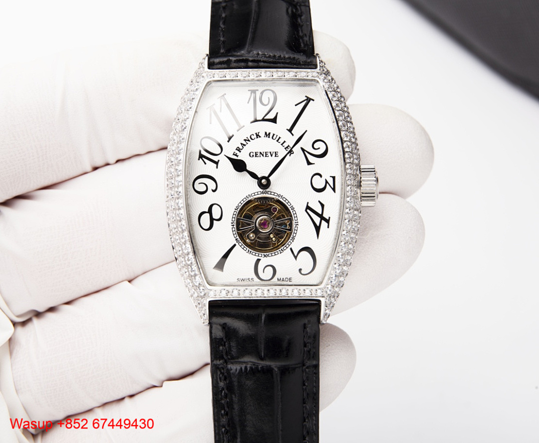 Other Franck Muller Cintree Curvex White Dial Black Band With Diamond - Image 6
