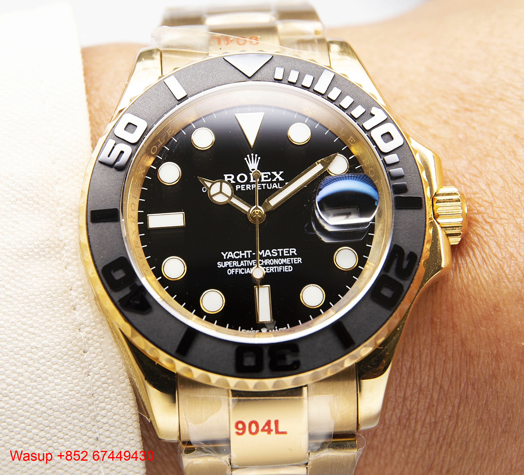 Chanel Rolex Yacht Master Full Gold Black Dial - Image 5