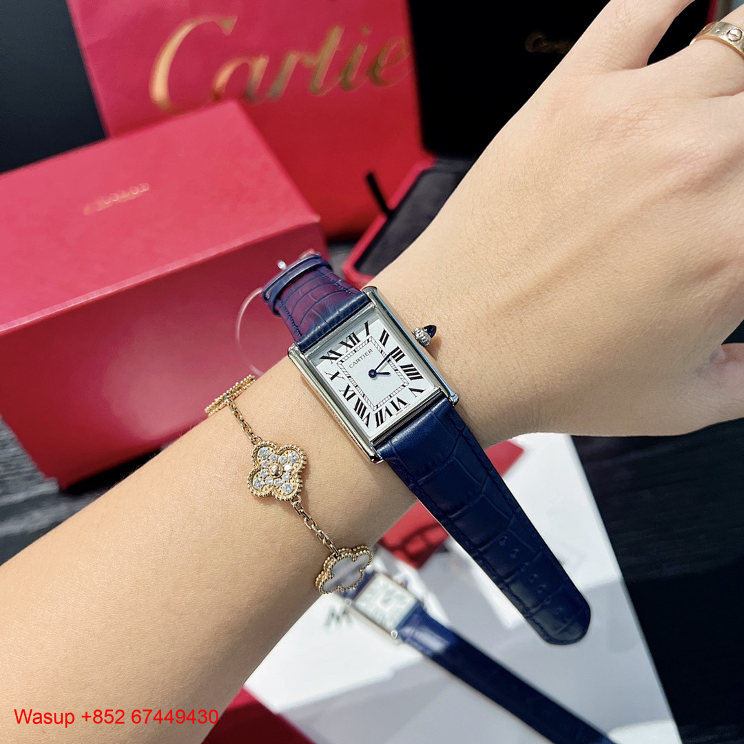 Other Cartier Tank Must Silver Case BLue Leather Band - Image 4
