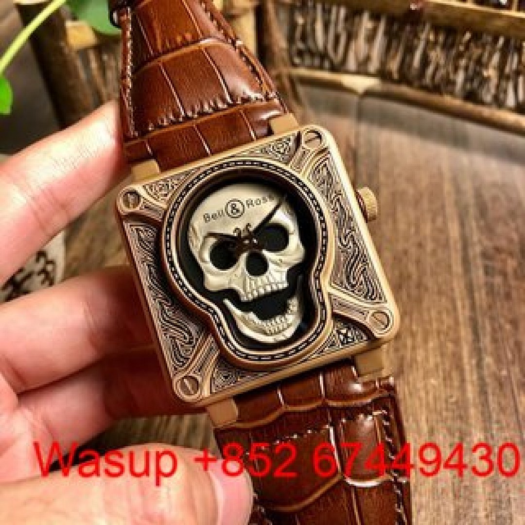 Other Bell Ross BR 01 Skull Brass Brown Band