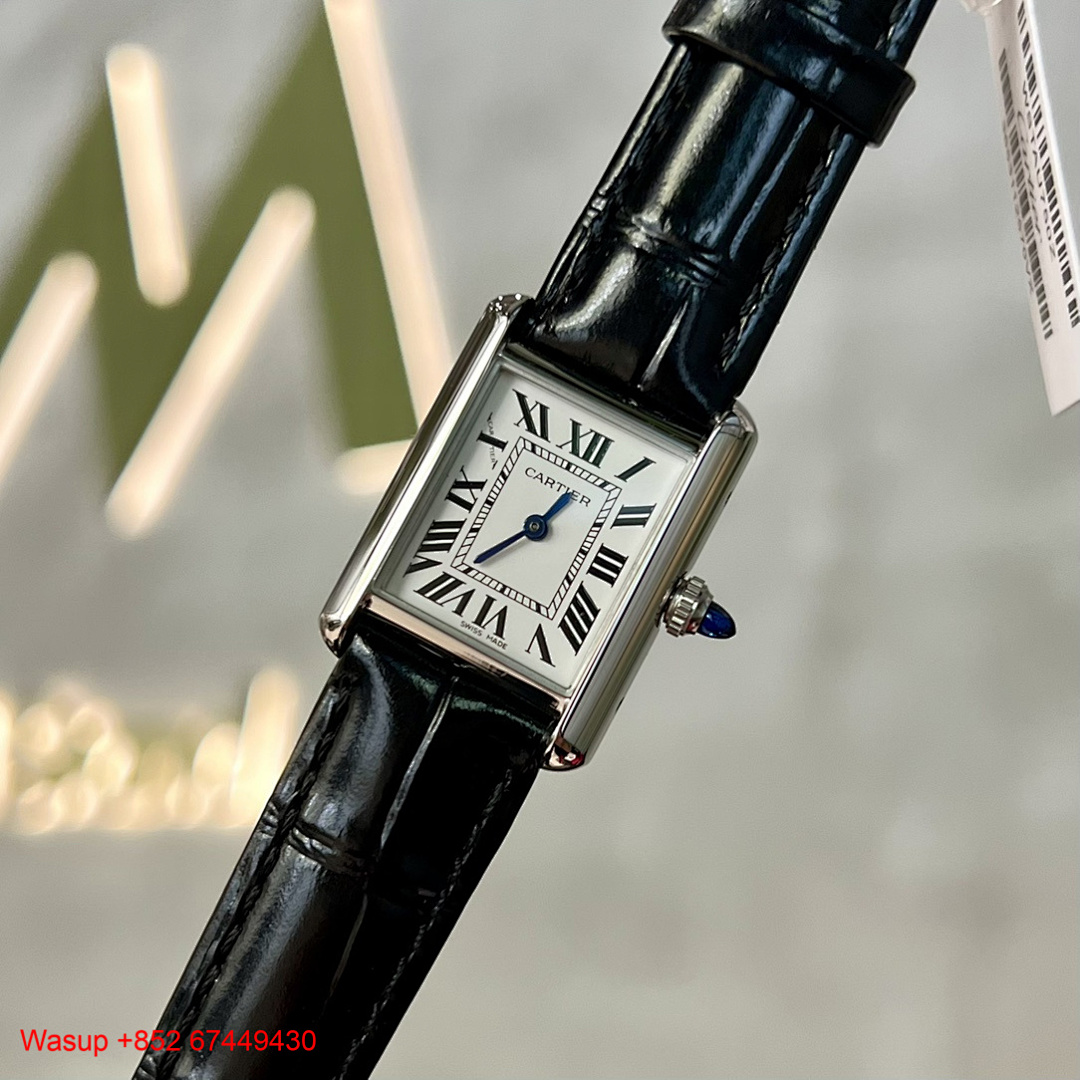 Other Cartier Tank Must Silver Case Black Band - Image 8