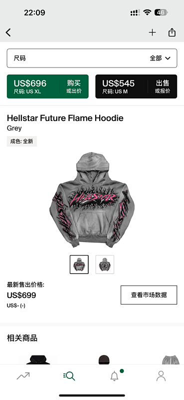 Other 399 Hellstar Future Flame Hoodie (Grey), photo 1