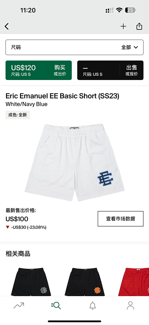 Chanel 80 Eric Emanuel EE Basic Short SS23White/Navy (Blue)