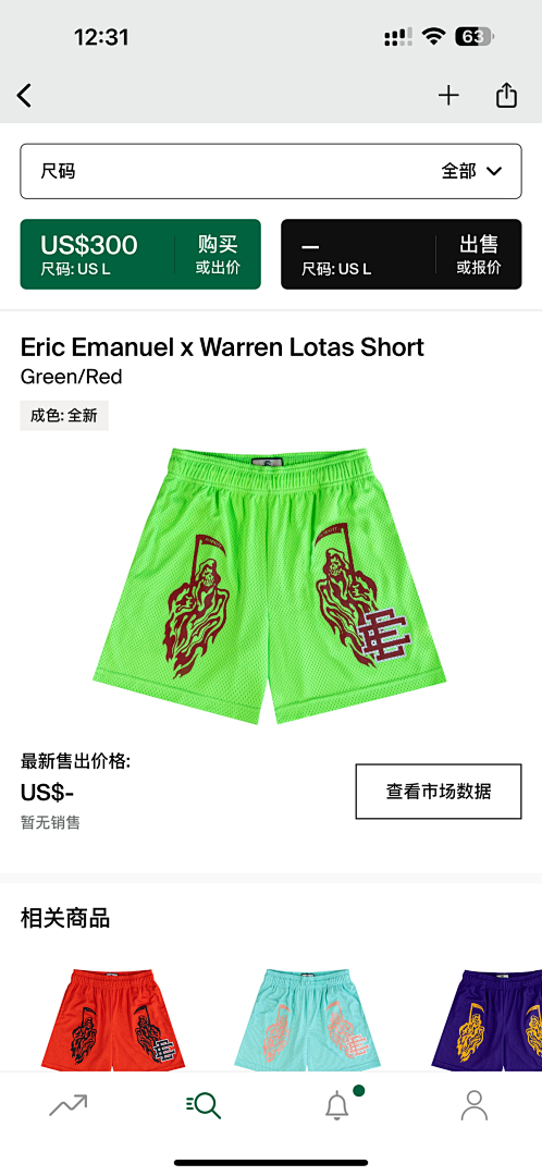 Chanel Chanel 80 Eric EmanuelxWarren Lotas Short Green/Red, photo 1