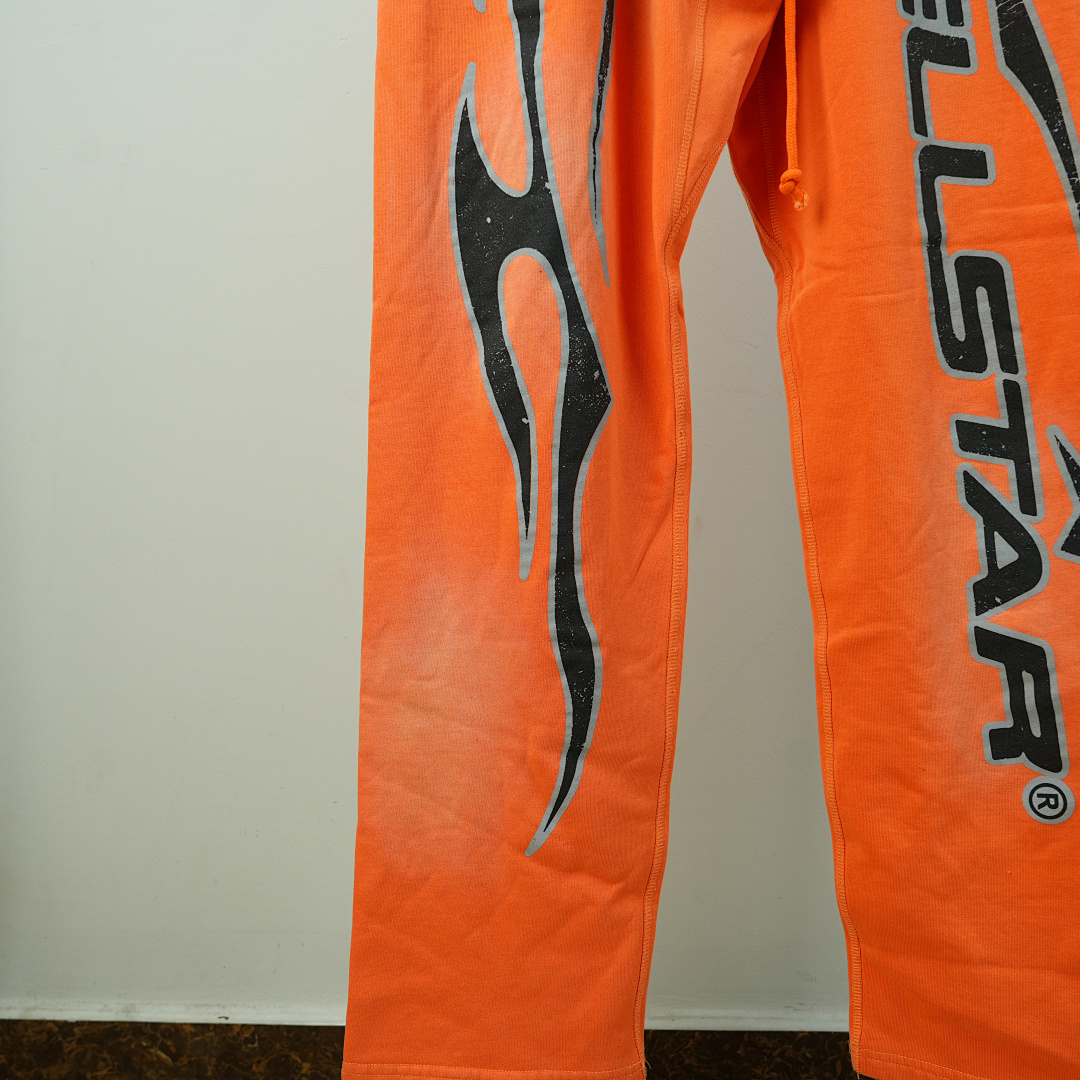 Other Hellstar Fire Orange Closed Elastic Bottom Sweatpants Dye - Image 9