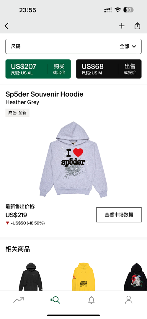 Other Sp5Der Souvenir Hoodie Heather (Grey), photo 1