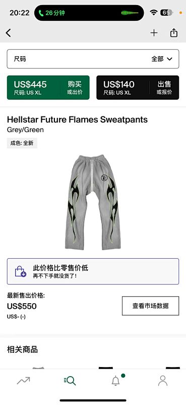 Other 380 Hellstar Future Fames Sweatpants Grey/Green, photo 1