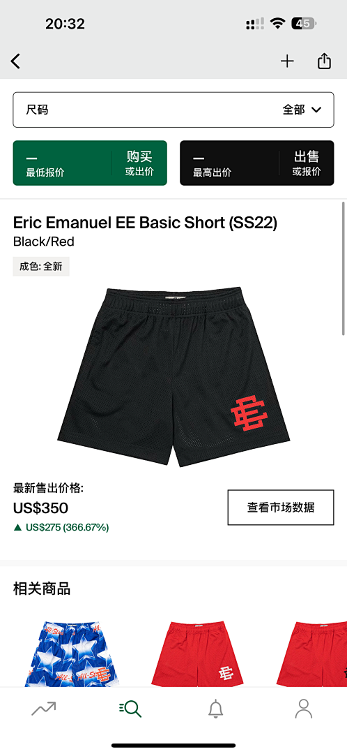 Chanel 80 Eric Emanuel EE Basic Short Black/Red (SS22), photo 1