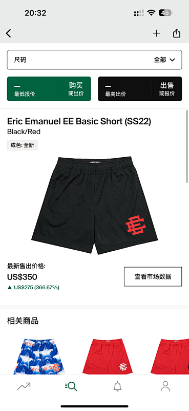 Chanel 80 Eric Emanuel EE Basic Short Black/Red (SS22), photo 1
