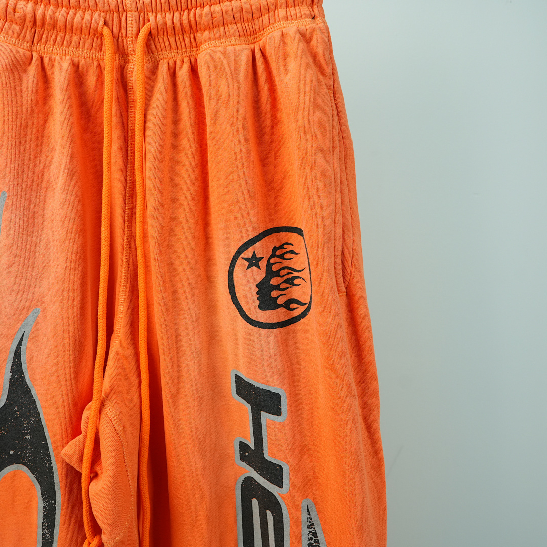 Other Hellstar Fire Orange Closed Elastic Bottom Sweatpants Dye - Image 14