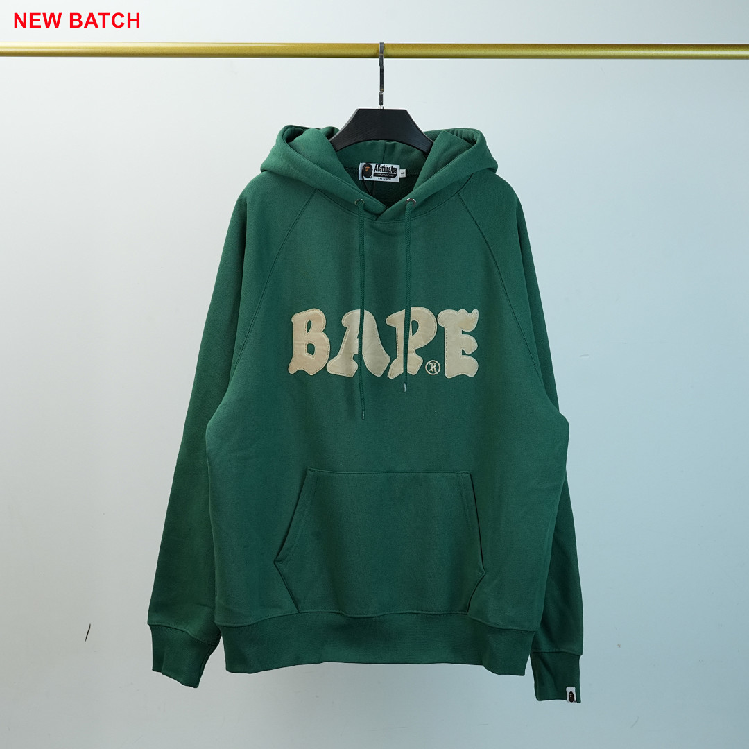 Bape Logo Relaxed Fit Pullover Hoodie Green (FW22) - Image 15