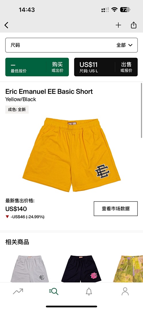 Chanel Eric Emanuel EE Basic ShortYellow/Black