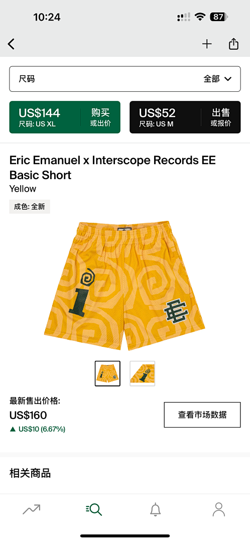 Chanel 80 Eric Emanuel X Interscope Records EE Basic Short (Yellow), photo 1
