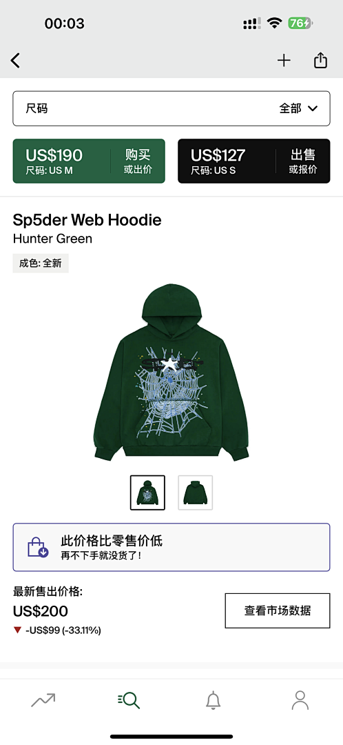 Other 50 Sp5Der Web Hoodie Hunter (Green)