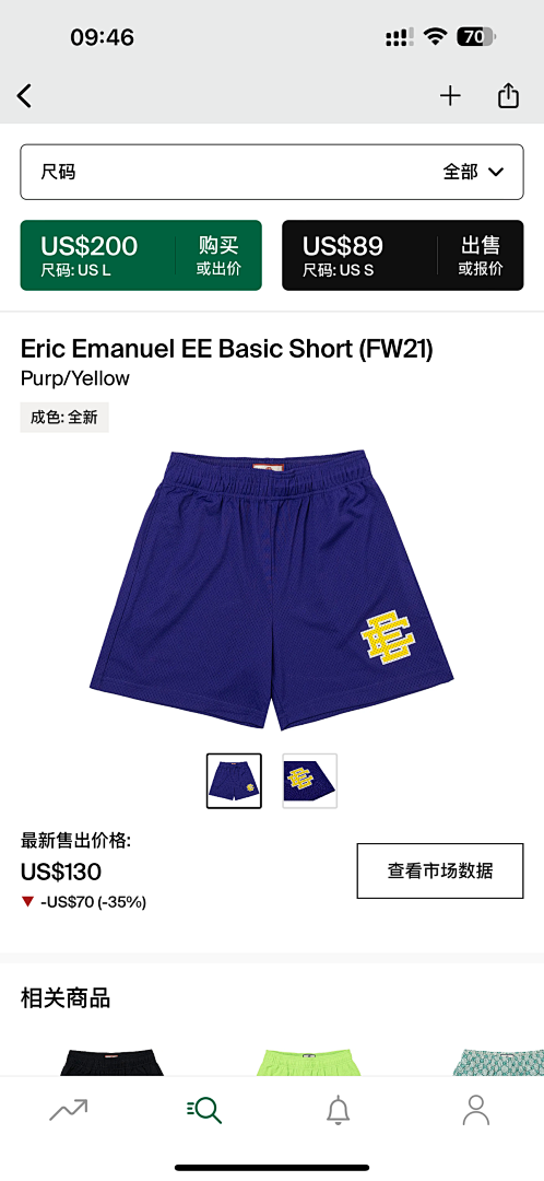 Chanel 80 Eric Emanuel EE Basic Short Purp/Yellow (FW21)