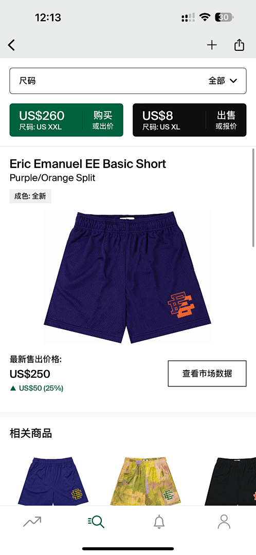 Chanel 80 Eric Emanuel EE Basic Short Purple/Orange Split