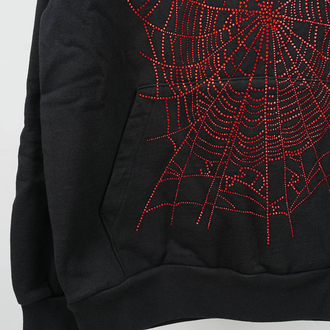Other 265 Sp5Der Rhinestone OG Web V2 HoodieBlack - Image 12