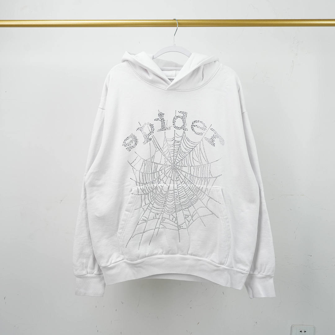 Other 265 Sp5Der 0G Rhinestone Logo Hoodie (White) - Image 4