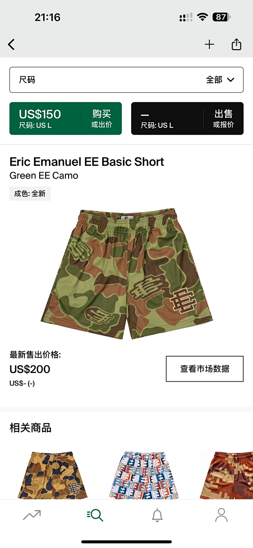 Chanel 80 Eric Emanuel Basic ShortGreen (Camo Green EE)