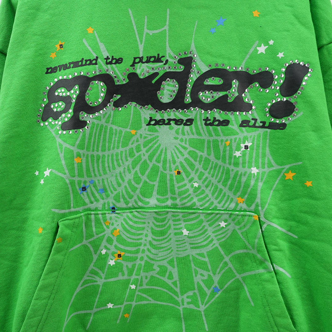 Other 265 Sp5Der Punk V2 Rhinestone Hoodie (Bright Green) - Image 8