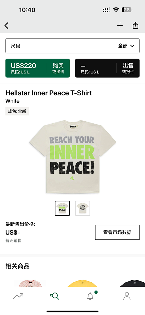 Other 195 Hellstar Inner Peace T-Shirt (White)