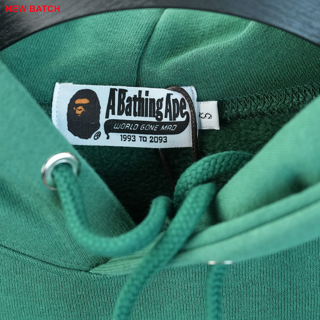 Bape Logo Relaxed Fit Pullover Hoodie Green (FW22) - Image 8