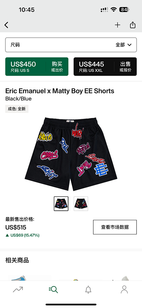 Chanel 80 Eric Emanuel X Matty Boy EE Shorts Black/Blue