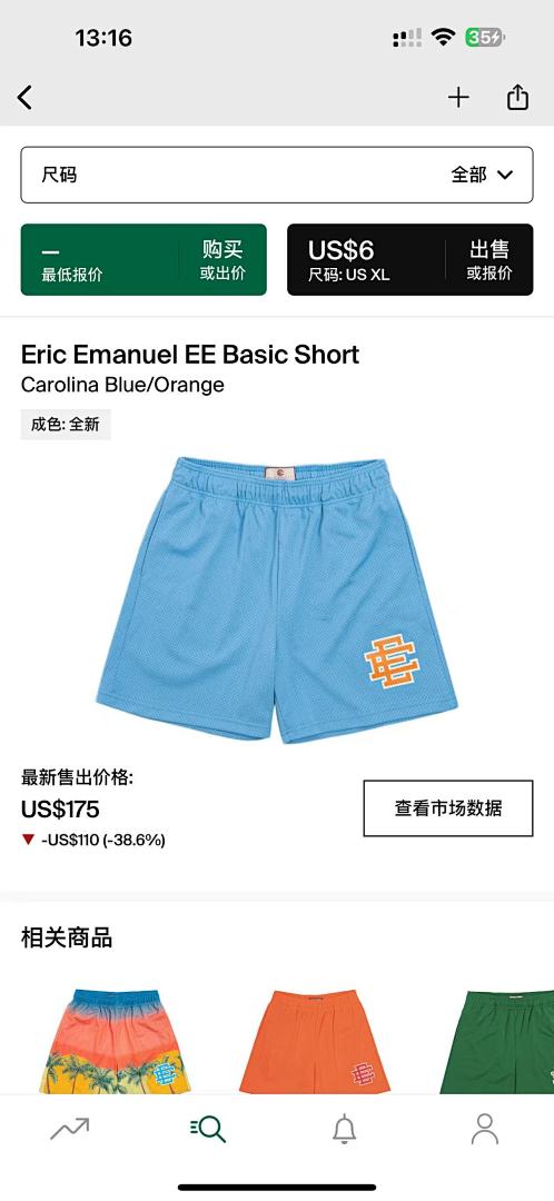 Chanel 80Eric Emanuel EE Basic Short Carolina Blue/Orange