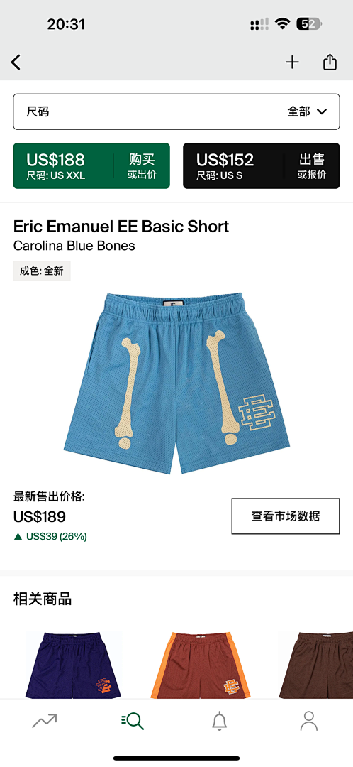 Chanel 80 Eric Emanuel EE Basic ShortCarolina Blue Bones