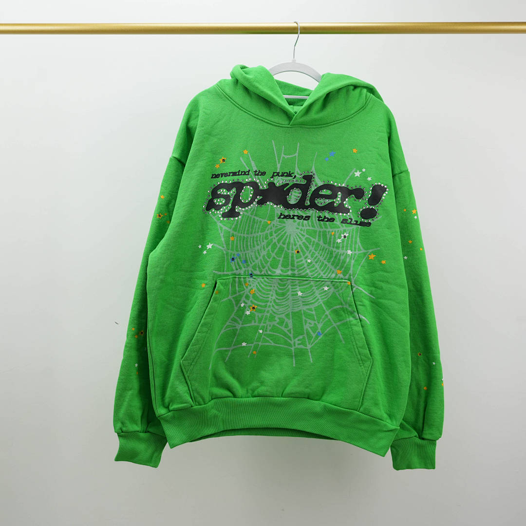 Other 265 Sp5Der Punk V2 Rhinestone Hoodie (Bright Green) - Image 4