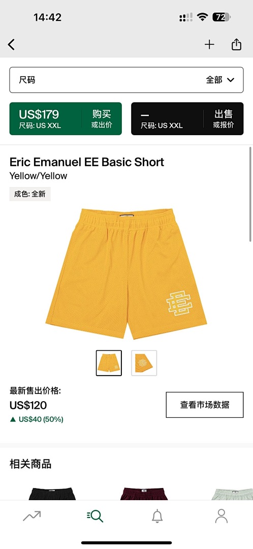 Chanel 80 Eric Emanuel EE Basic Short Yellow/Yellow