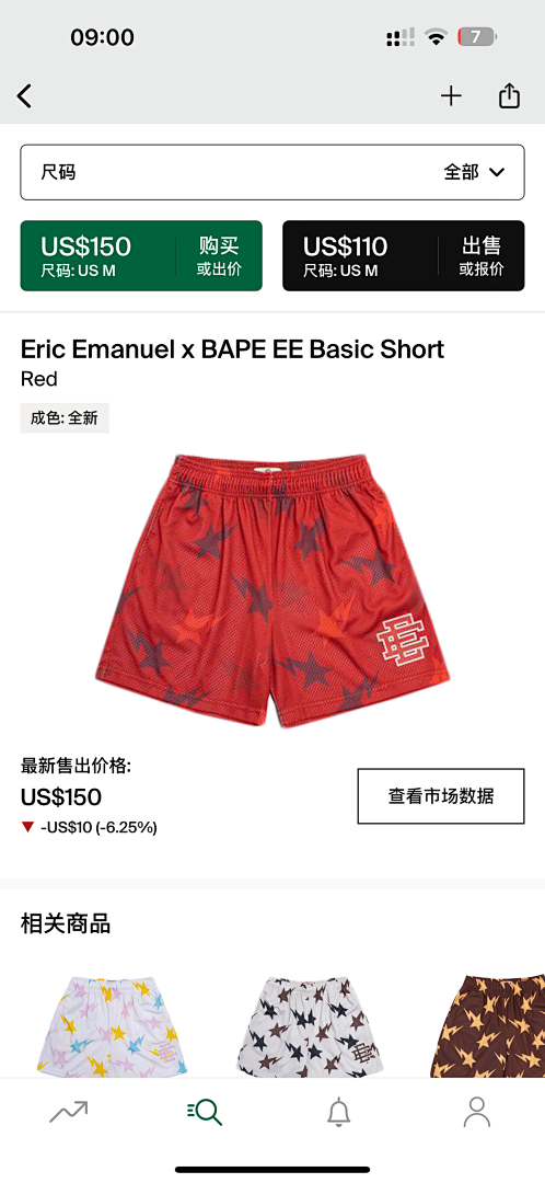 Chanel 80 Eric Emanuelx BAPE EE Basic Short (Red)
