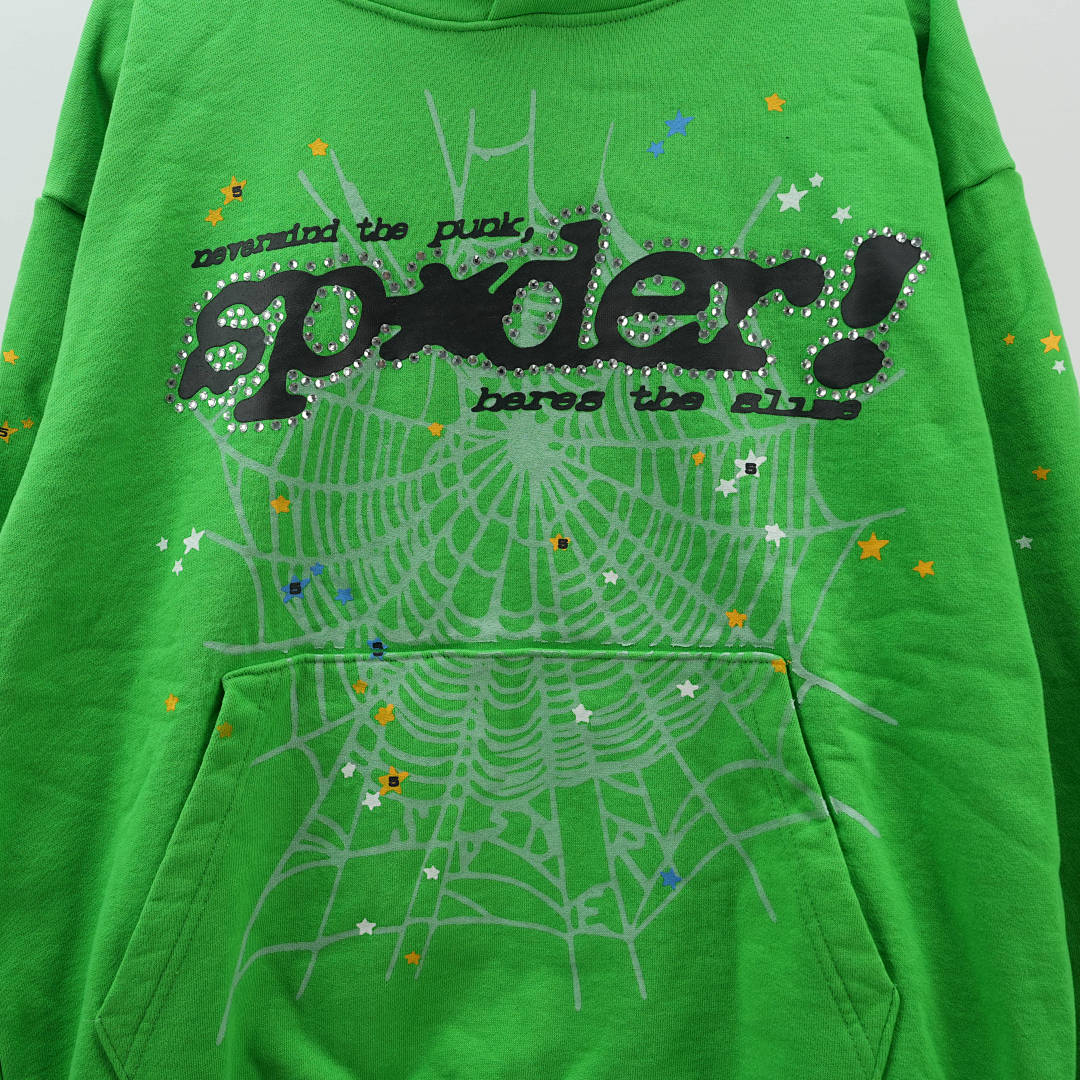 Other 265 Sp5Der Punk V2 Rhinestone Hoodie (Bright Green) - Image 5