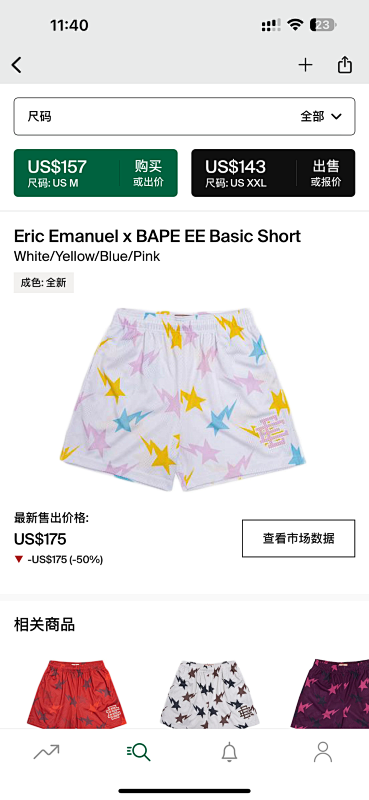 Chanel Chanel 80 Eric Emanuel X BAPE EE Basic Short White/Velow/Bue/Pink, photo 1