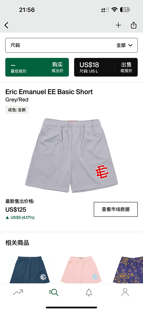 Chanel 80Eric Emanuel EE Basic Short Grey/Red