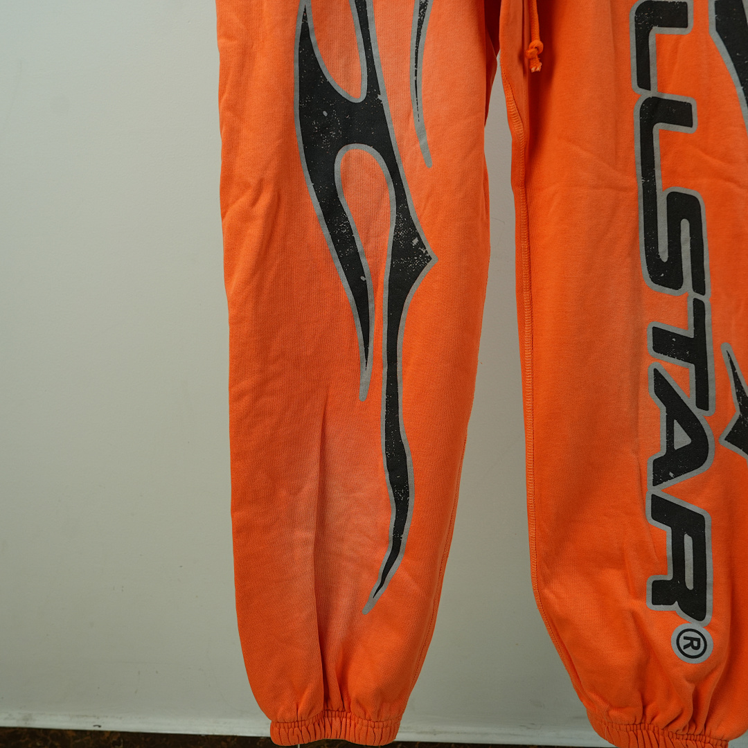 Other Hellstar Fire Orange Closed Elastic Bottom Sweatpants Dye - Image 9