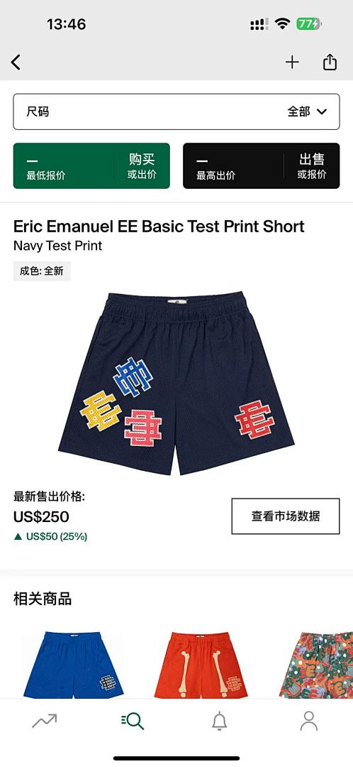 Chanel 80 Eric Emanuel EE Basic Test Print Short (Navy)